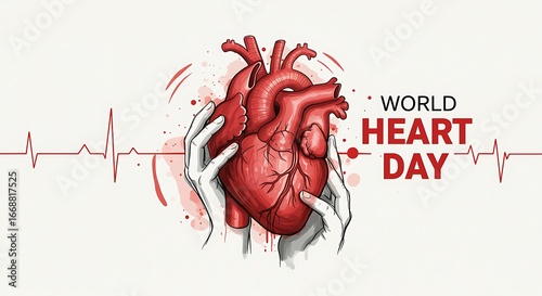 Human Heart Illustration for World Heart Day Celebration Promoting Cardiovascular Health Awareness