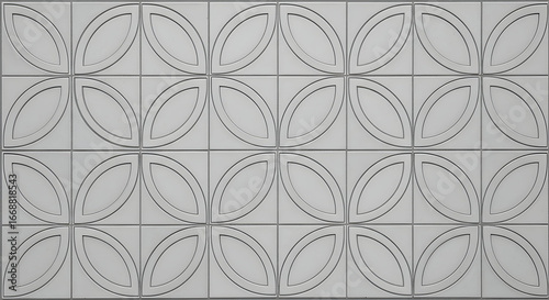 white floral geometric tile pattern, interlocking petal shapes, modern decorative wall or floor tile, elegant subtle design for bathrooms, kitchens, and feature walls

