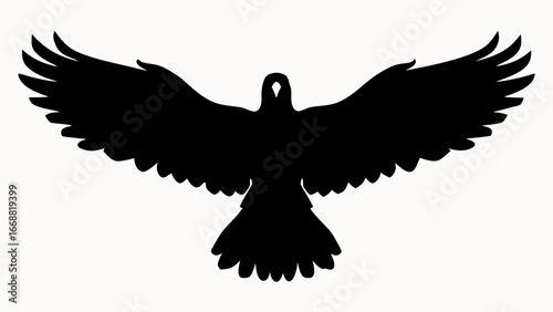 Silhouette of a bird with outstretched wings against a white background in a simple vector style