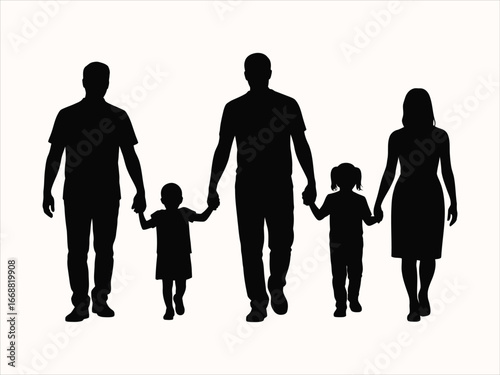 Family walking together holding hands people