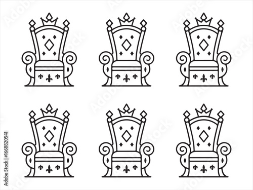 Regal Crowned Throne Chairs, Ideal for Elegant Royal and Aristocratic Themes