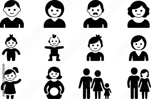 Simple Black Glyph Icons: Family Life Cycle Stages