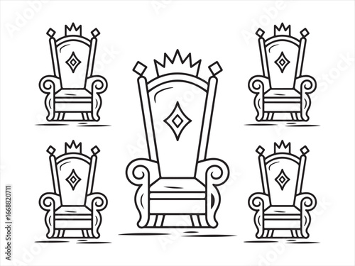 Regal Throne Chairs with Crowns, Perfect for Royalty, Luxury, and Elegant Illustrations