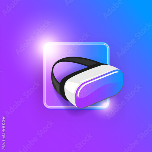 VR glasses virtual reality headset icon and sign isolated. Flat illustration of vr glasses and vr goggles isolated on violet modern background. Vr gaming logo design template. Gamer icon
