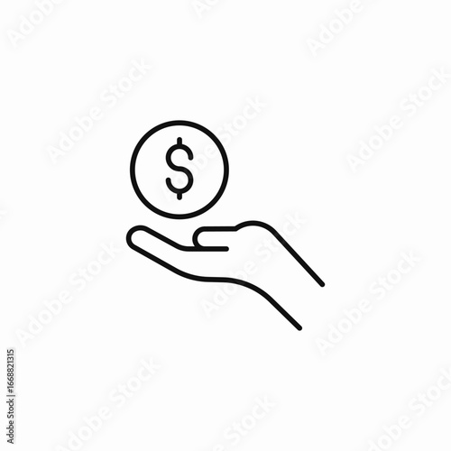 hand holding dollar coin icon sign vector