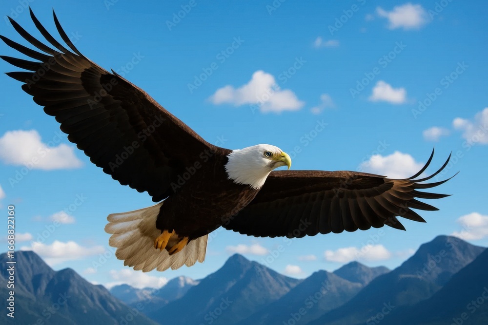 Obraz premium Majestic Eagle Soars Above the Mountain Peaks