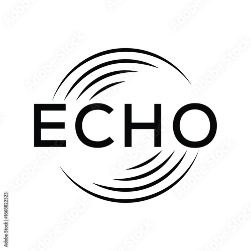 Echo typography text logo design, circle round graphic icon vector