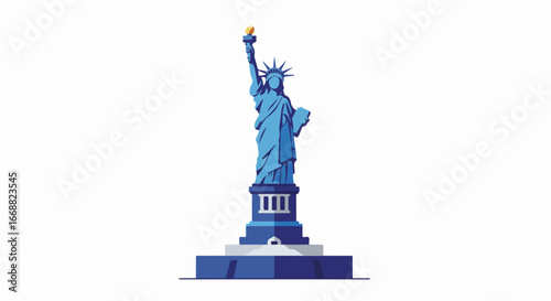 A stunning illustration of the Statue of Liberty in a modern style with bold colors. This iconic landmark is a symbol of freedom and a beacon of hope.