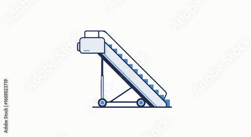 An illustrated image of an aircraft passenger boarding stairs