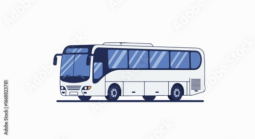 A modern white bus, perfect for city tours and long-distance travel. It has large windows offering passengers panoramic views, and is ready to embark on new adventures.