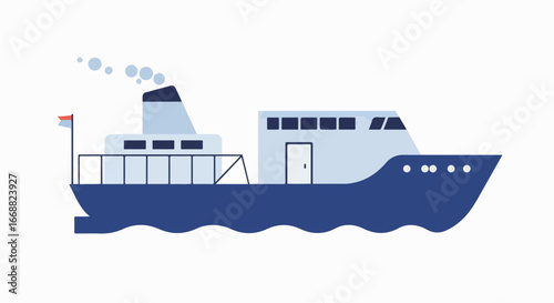 An illustration of a ferry traveling on the water