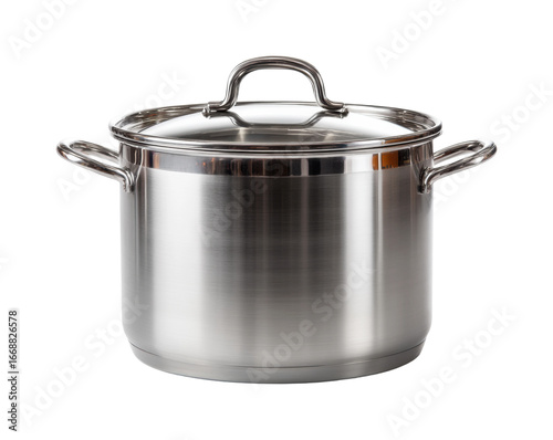 Cooking event stainless steel pot in modern kitchen culinary content bright environment isolated on transparent background, png