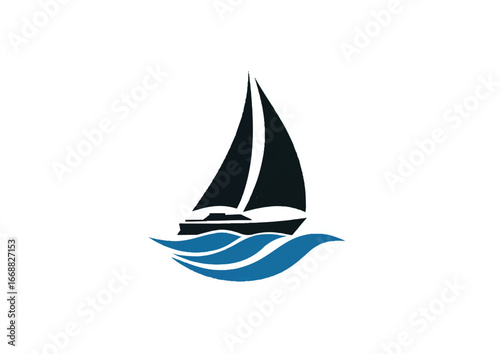 Elegant sailing yacht vector logo illustration for maritime travel and adventure businesses providing high quality nautical experiences