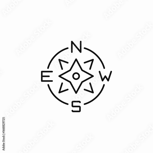 compass with letters icon sign vector