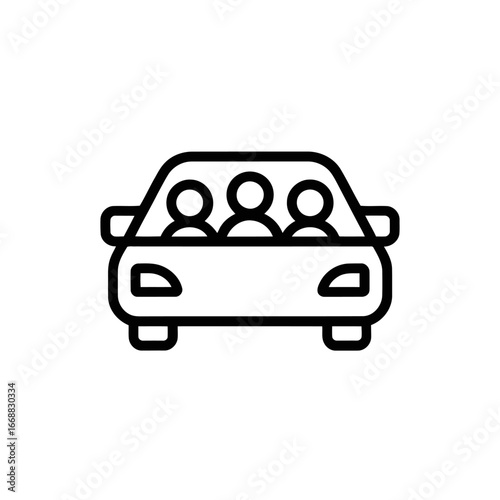 Iconic Representation of Carpooling and Ride Sharing Service Illustration of Passengers and Vehicle