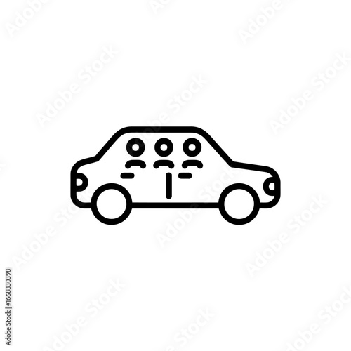 Cartoon Carpooling Concept Illustration Featuring Passengers Inside a Vehicle Representing Shared Transportation