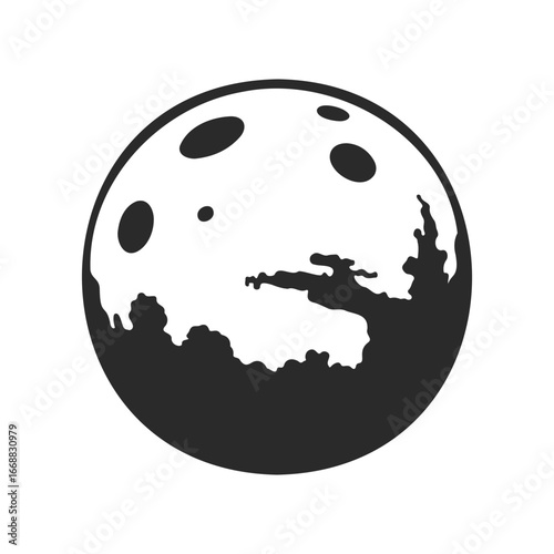 Spooky halloween night: silhouette of haunted trees against full moon