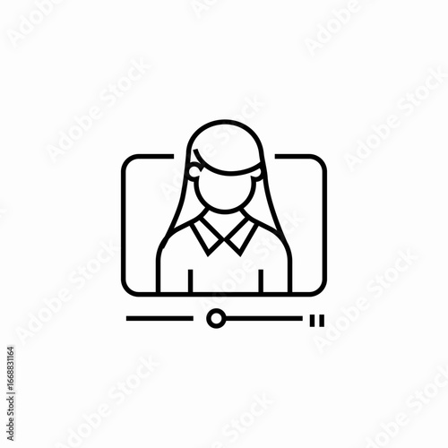 female video presenter icon sign vector