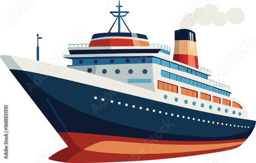 Cruise Ship Illustration vector Style with Editable and white background 