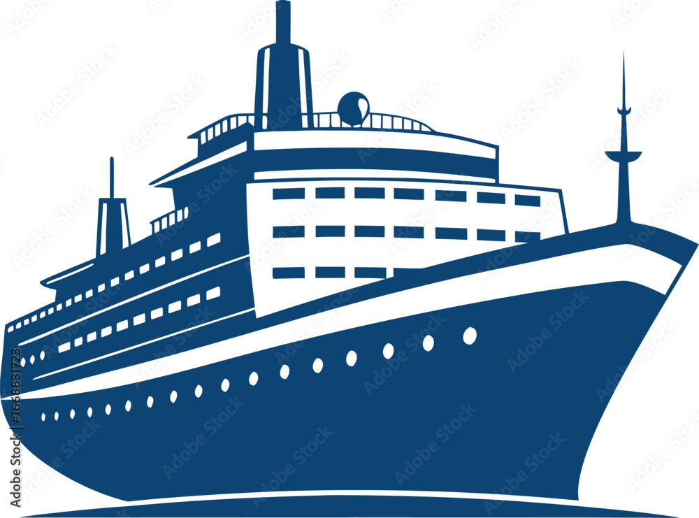 Obraz premium Cruise Ship Illustration vector Style with Editable and white background 