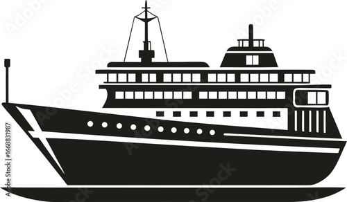 Cruise Ship Illustration vector Style with Editable and white background 