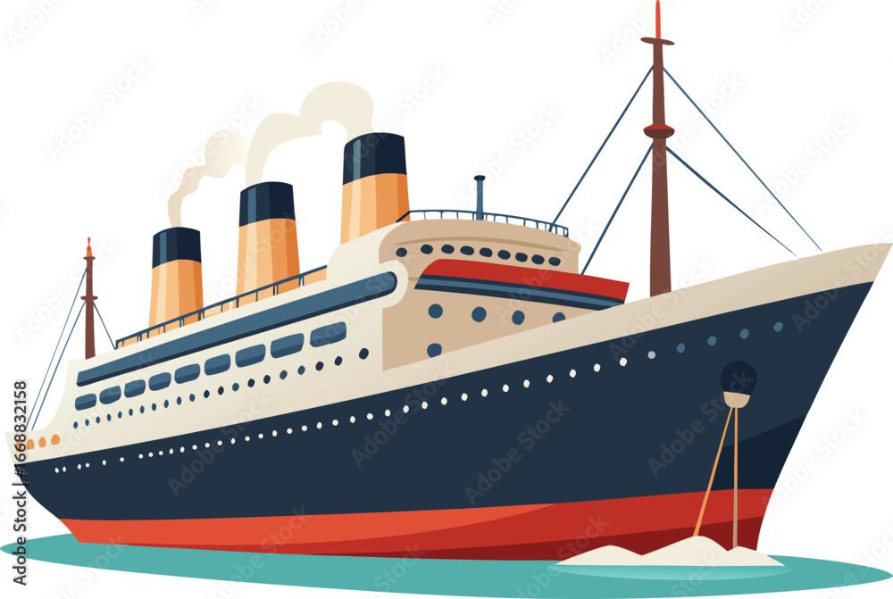 Fototapeta premium Cruise Ship Illustration vector Style with Editable and white background 
