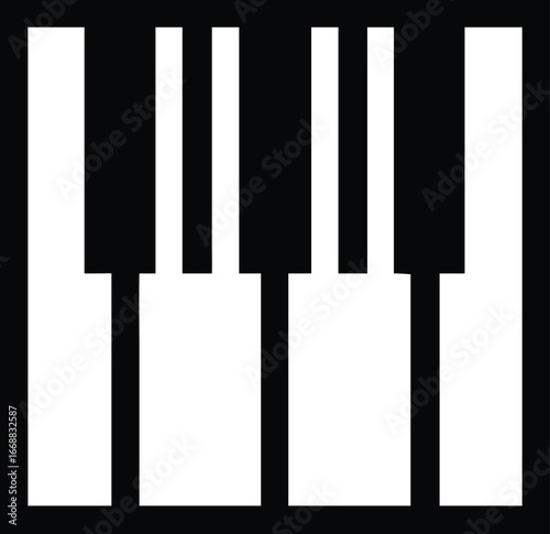Piano keys icon. Simple flat design of piano keys with transparent background. Vector