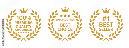 Premium Quality Best Choice Best Seller Laurel Wreath Icons Set Representing Excellence and Top Performance