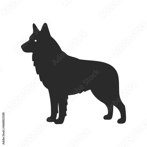 Black silhouette of standing german shepherd dog