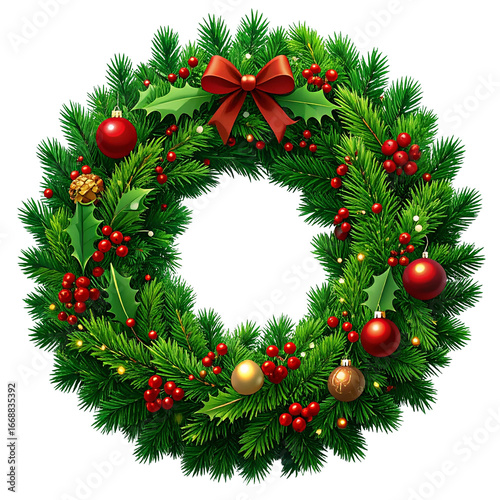Wallpaper Mural christmas wreath isolated on white background Torontodigital.ca