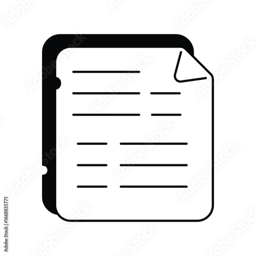 Document glyph outline icon with white background vector stock illustration