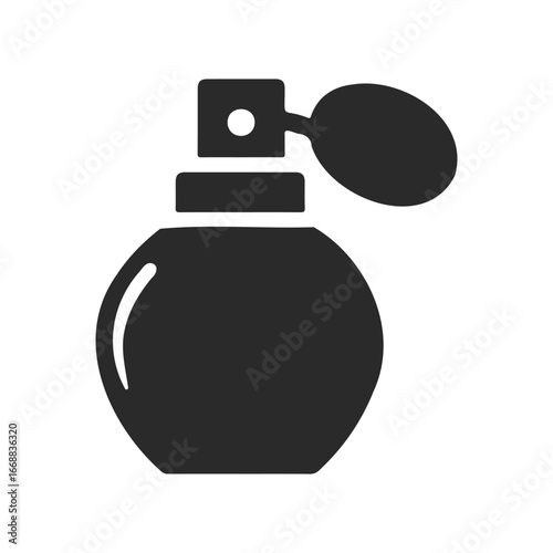 Vintage perfume bottle silhouette with atomizer icon