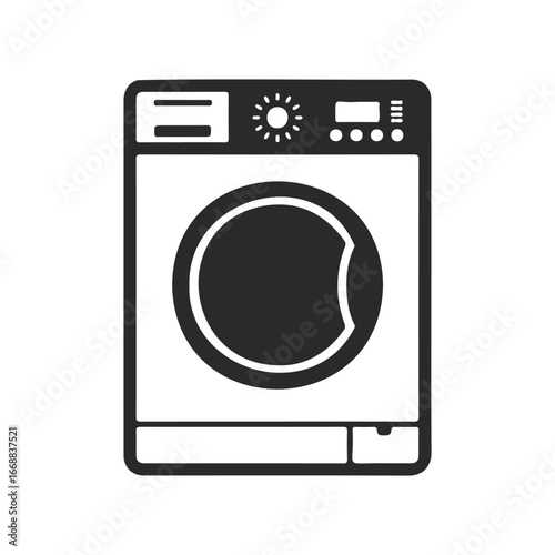 Illustration of a modern washing machine with minimalist design