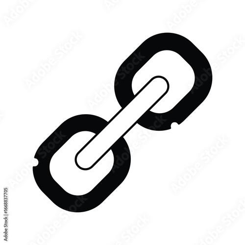 Link glyph outline icon with white background vector stock illustration