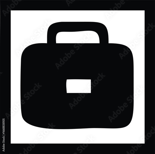 Simple black briefcase icon representing business travel and work essentials for modern digital use