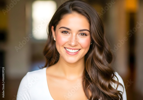 Headshot of a smiling young woman with long brown hair Free Download Headshot of a smiling young woman with long brown hair - GFXLoad