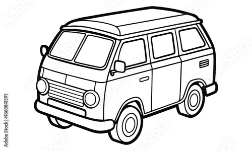 Van Kids vector line art and silhouette t shirt design, elegant detailed illustration, perfect for printable coloring pages, art therapy relaxation and stress relief activities.