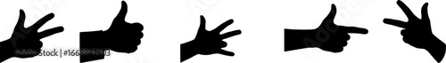 Vector set of silhouettes of human hands depicting various gestures, like icon vector, hand thumbs up.
