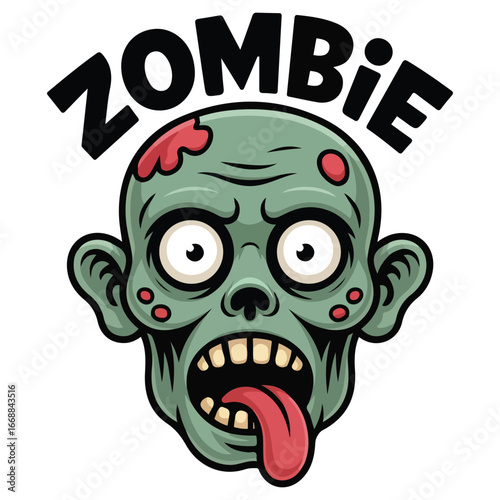 Cartoon zombie character with skin problems isolated vector illustration on white background