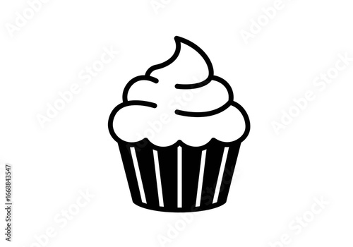 Delicious cupcake icon with swirled frosting, perfect for baking and celebration themes