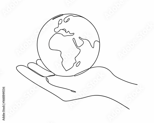 Fototapeta Naklejka Na Ścianę i Meble -  continuous one line drawing of planet earth or globule