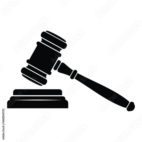 Judicial gavel and sounding block silhouette symbolizing justice law and courtroom proceedings silhouette