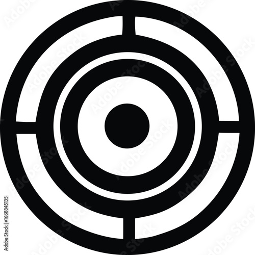 Concentric circles target symbol with crosshairs represents focus aim accuracy and precision for business and sport