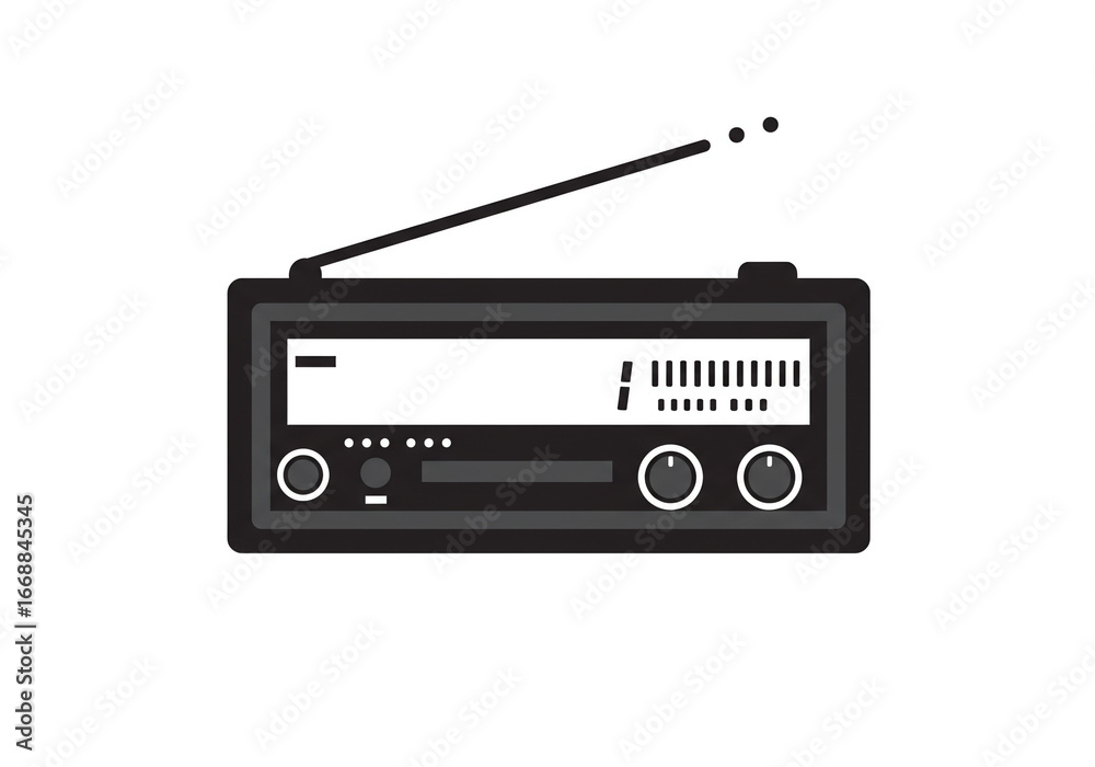 Obraz premium Retro radio with antenna and tuning dial, vintage audio receiver for classic sound