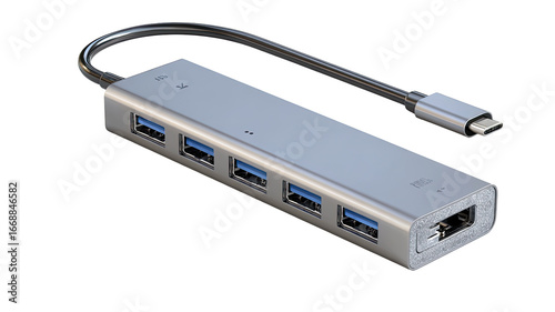 Gray USB-C to multiple USB adapter