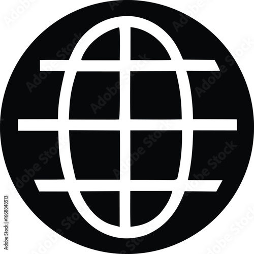 Global internet symbol icon represents world wide web connectivity and digital information exchange for modern communication