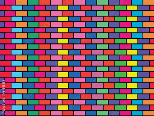 colorful bricks wall background vector