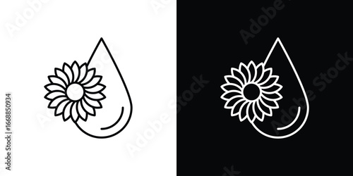 Sunflower oil icons. vector symbol illustrations.