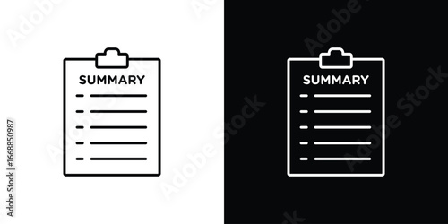 Summary icons. vector symbol illustrations.