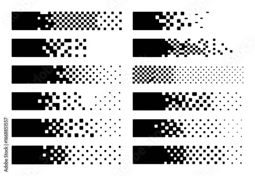 Abstract Pixelated Transition Patterns: A Collection of Dissolving Square Motifs